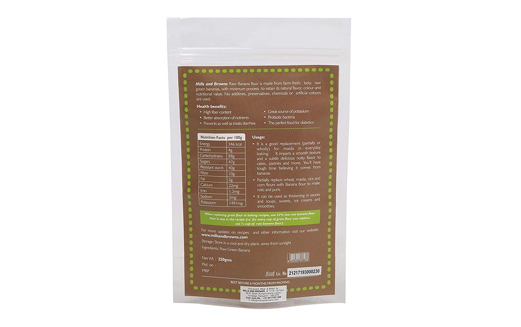 Mills & Browns Raw Banana Flour    Pack  250 grams